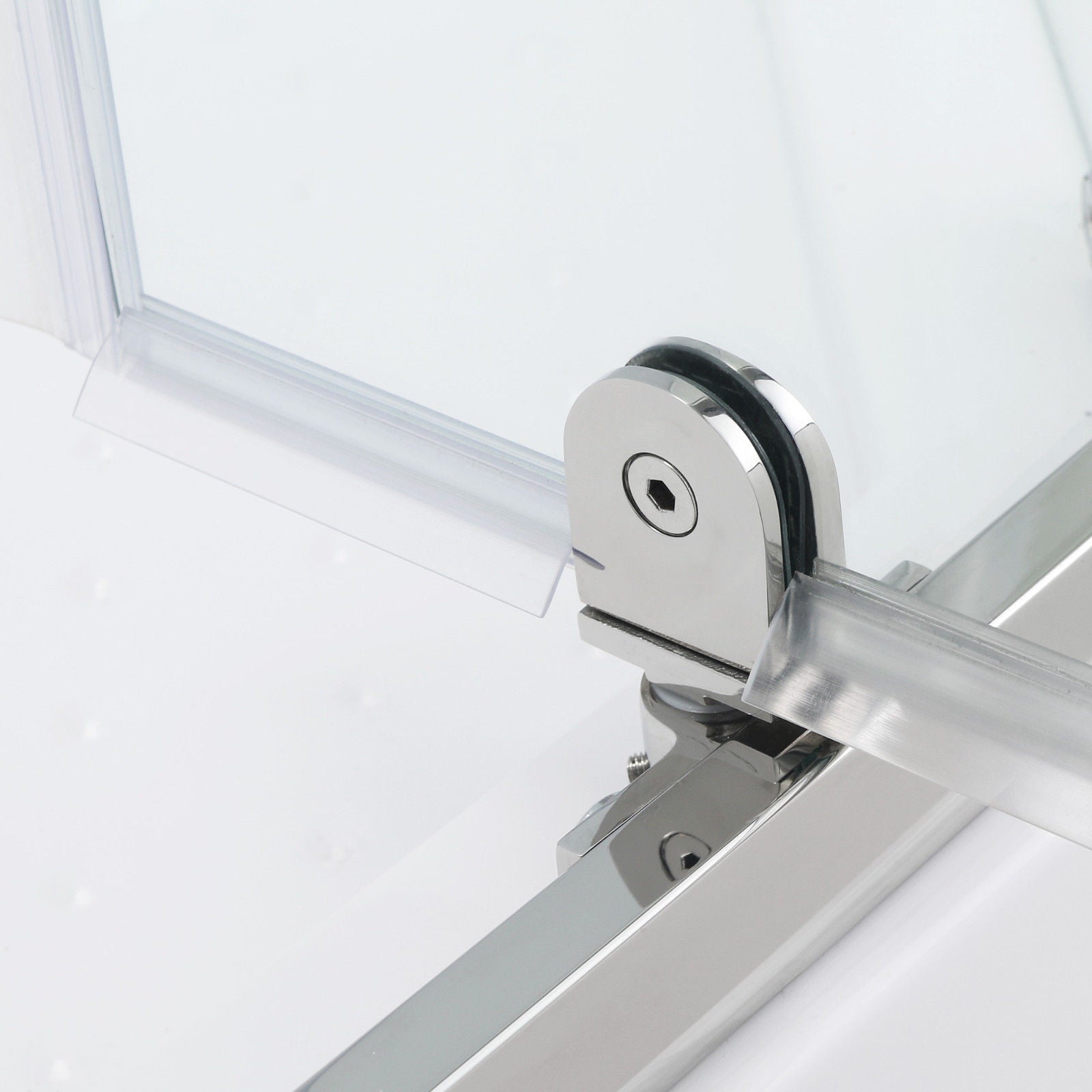 SUNNY SHOWER 36.5" W x 36.5" D x 72" H Chrome Finish Corner Diamond Shower Enclosure with Pivot Frosted Doors Detail