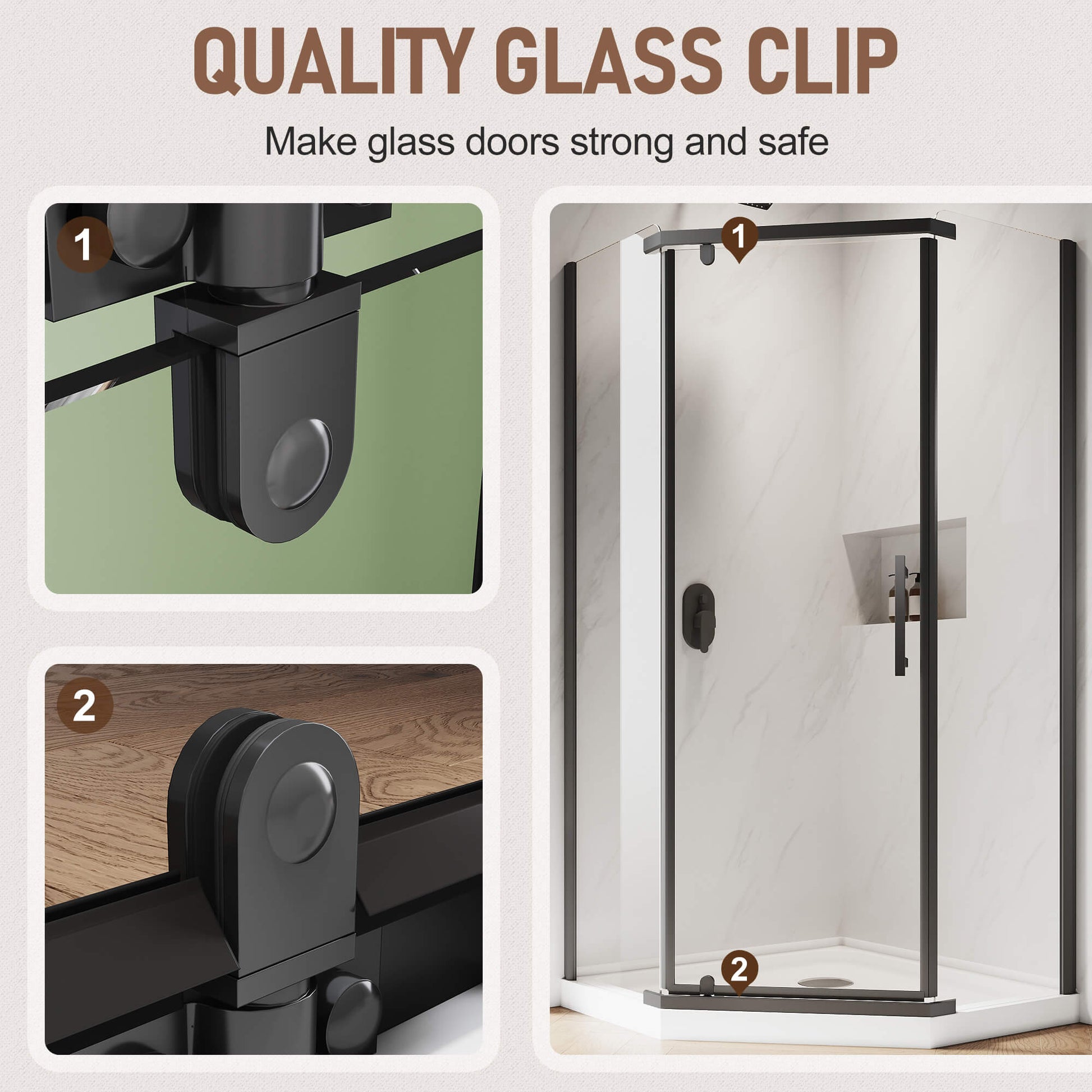 QUALITY GLASS CLIP: Make glass doors strong and safe