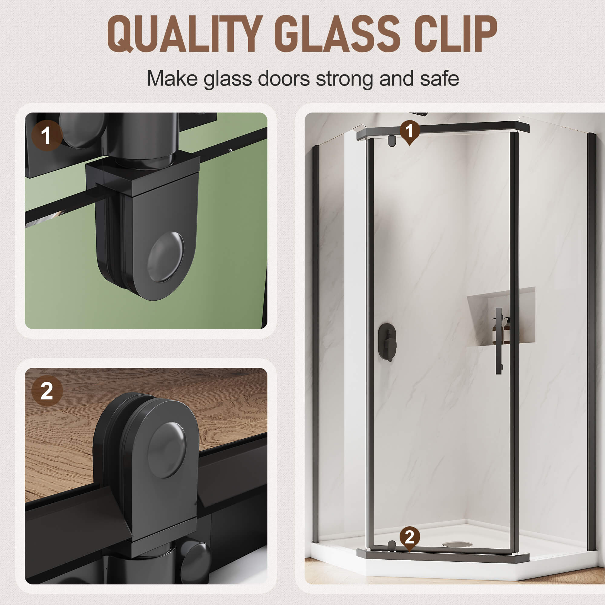QUALITY GLASS CLIP: Make glass doors strong and safe
