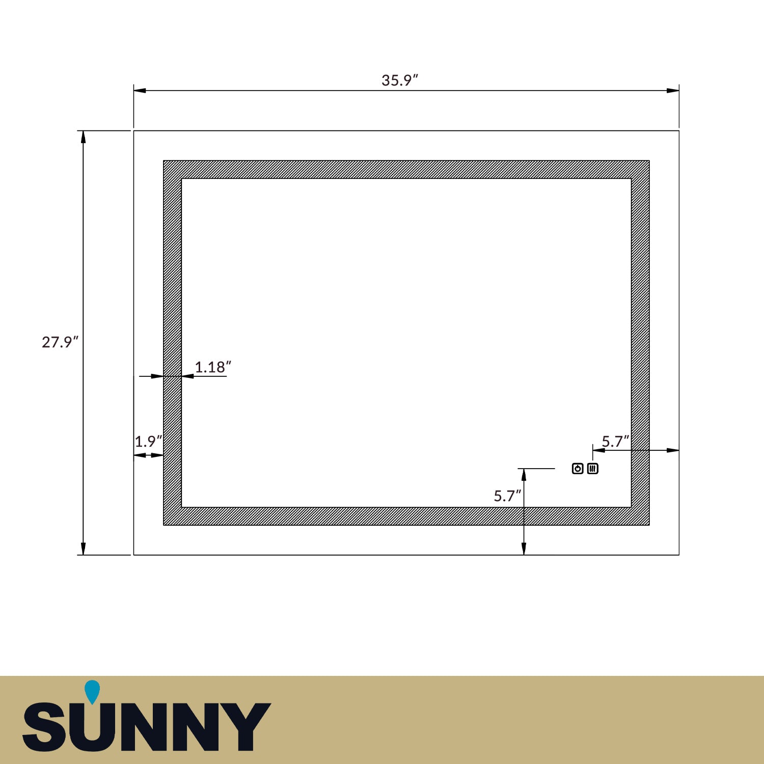 SUNNY SHOWER LED Bathroom MakeUp Mirror 36 x 28 in.丨Anti-Fog and Waterproof丨3 Color Temperature Setting丨Memory Function - SUNNY SHOWER