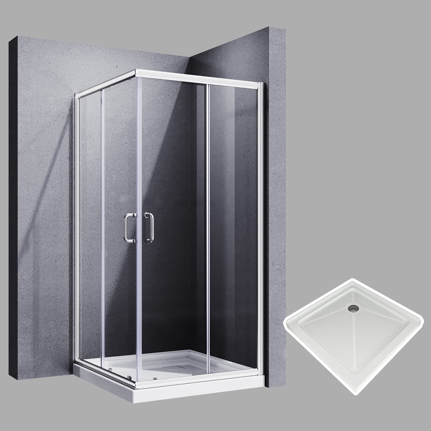 Sunny Shower 34 in. W x 34 in. D x 72 in. H Corner Entry Enclosure with Sliding Doors, 34 in. W x 34 in. D x 72 in. H / Black Check