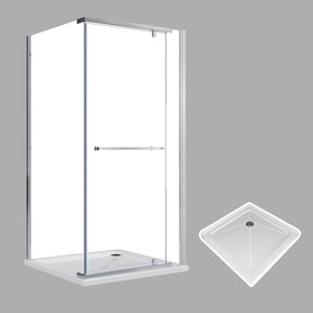 SUNNY SHOWER 36 in. D x 36 in. W x 72 in. H Frameless Chrome Finish Corner Entry Enclosure With Pivot Door And White Square Base - SUNNY SHOWER