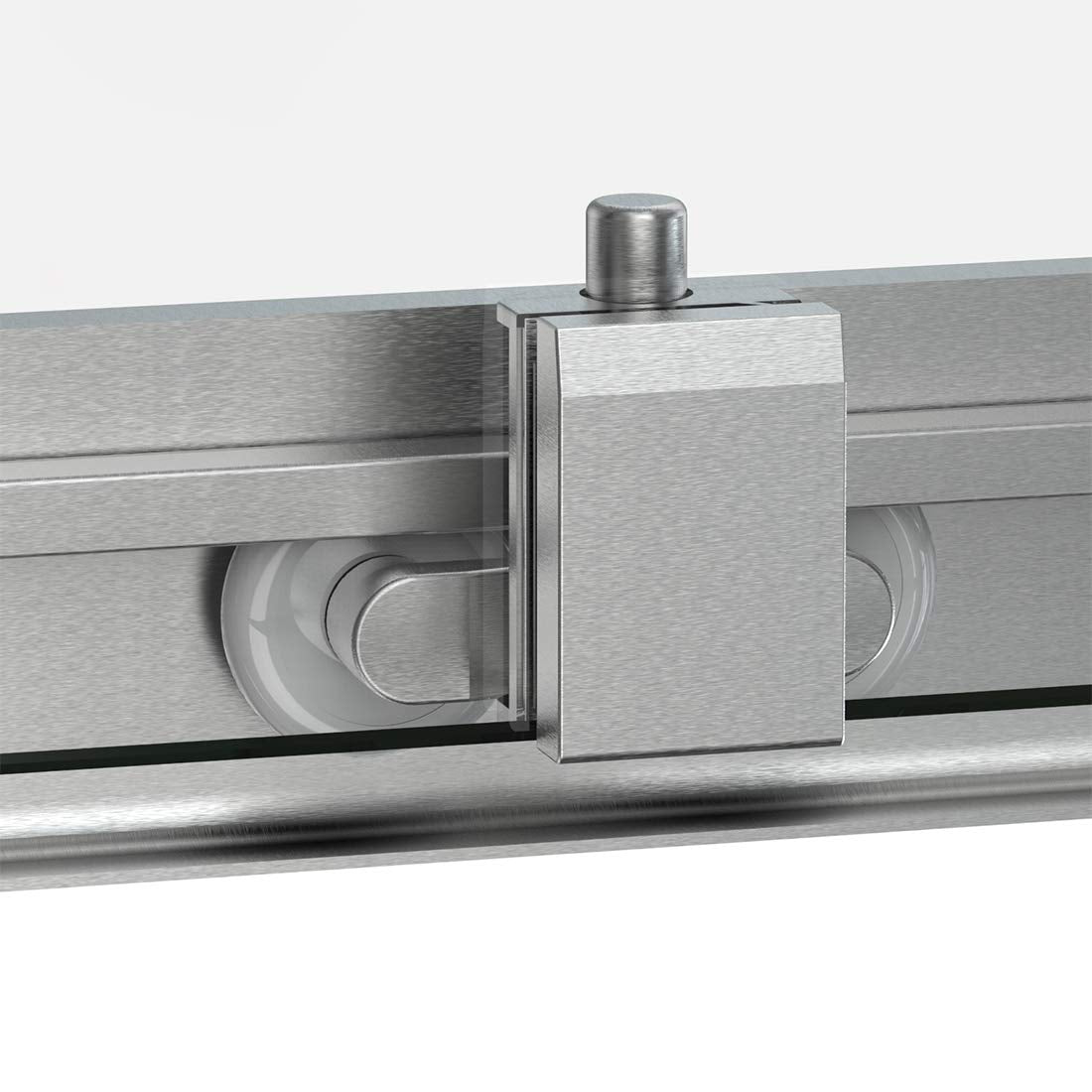 SUNNY SHOWER 34 in. L x 34 in. W x 72 in. H Brushed Nickel Finish Corner Entry Enclosure With Sliding Doors Detail