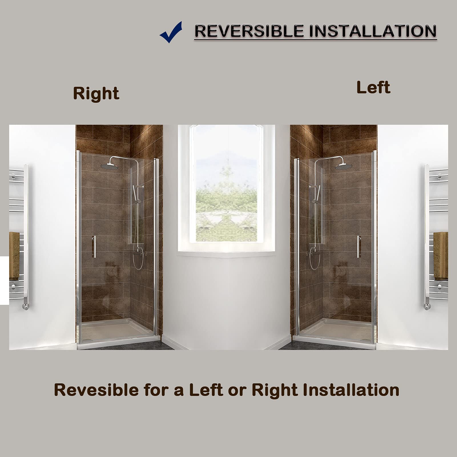 Reversible for a right or left door opening to fit your specific layout.