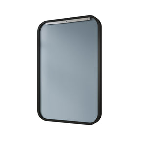 ELEGANT Black Round Corner Vanity Mirror Wall-Mounted 24 in. W x 36 in. H Brushed Metal Detail