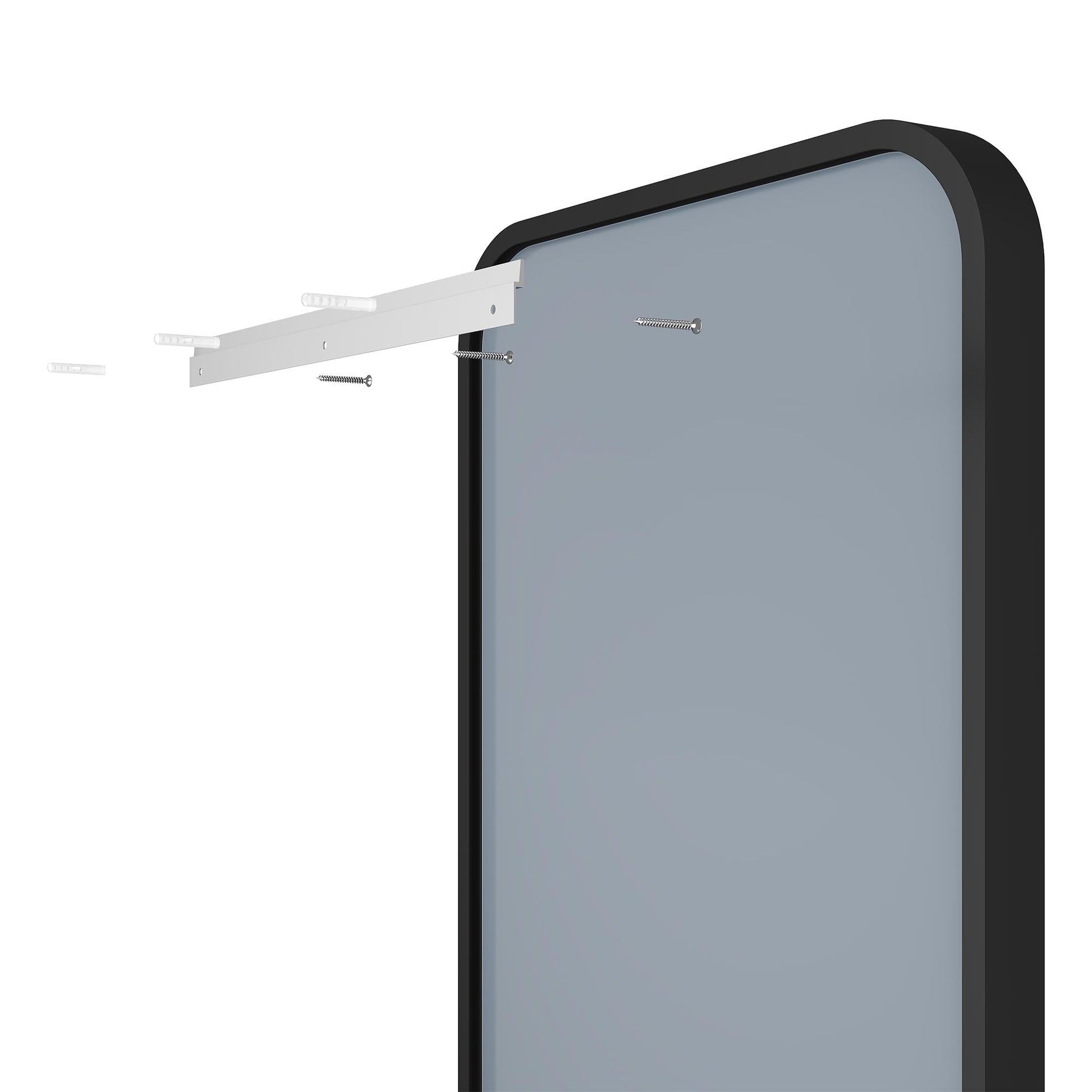 ELEGANT Black Round Corner Vanity Mirror Wall-Mounted 24 in. W x 36 in. H Brushed Metal Detail