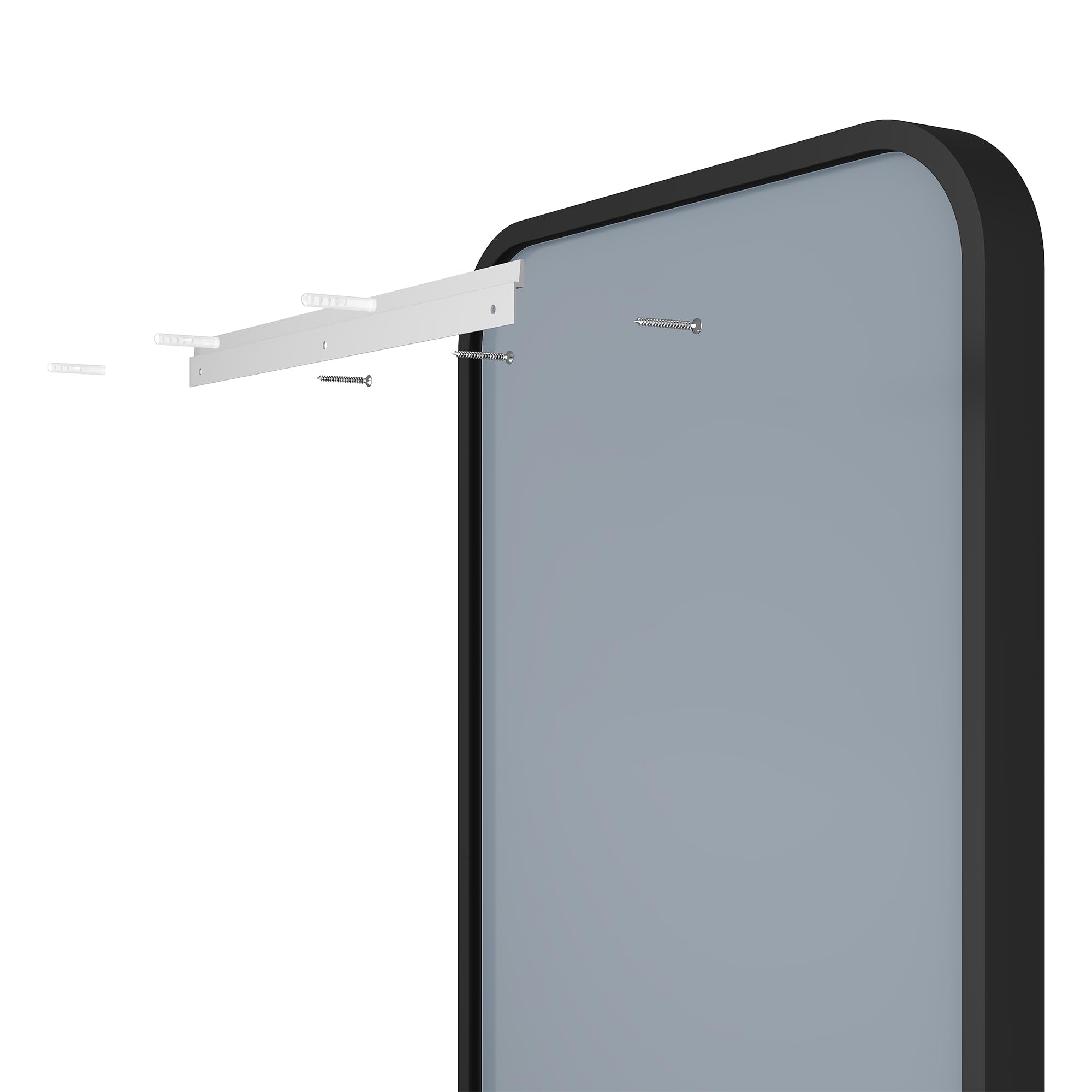 ELEGANT Black Round Corner Vanity Mirror Wall-Mounted 24 in. W x 36 in. H Brushed Metal Detail