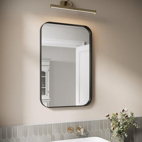 ELEGANT Black Round Corner Vanity Mirror Wall-Mounted 30 in. W x 36 in. H Brushed Metal