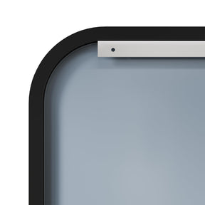 ELEGANT Black Round Corner Vanity Mirror Wall-Mounted 30 in. W x 36 in. H Brushed Metal Detail