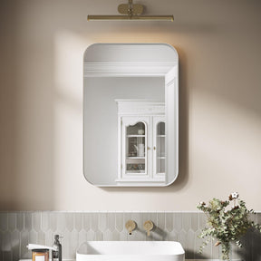 ELEGANT Sliver Round Corner Vanity Mirror Wall-Mounted 30 in. W x 36 in. H Brushed Metal