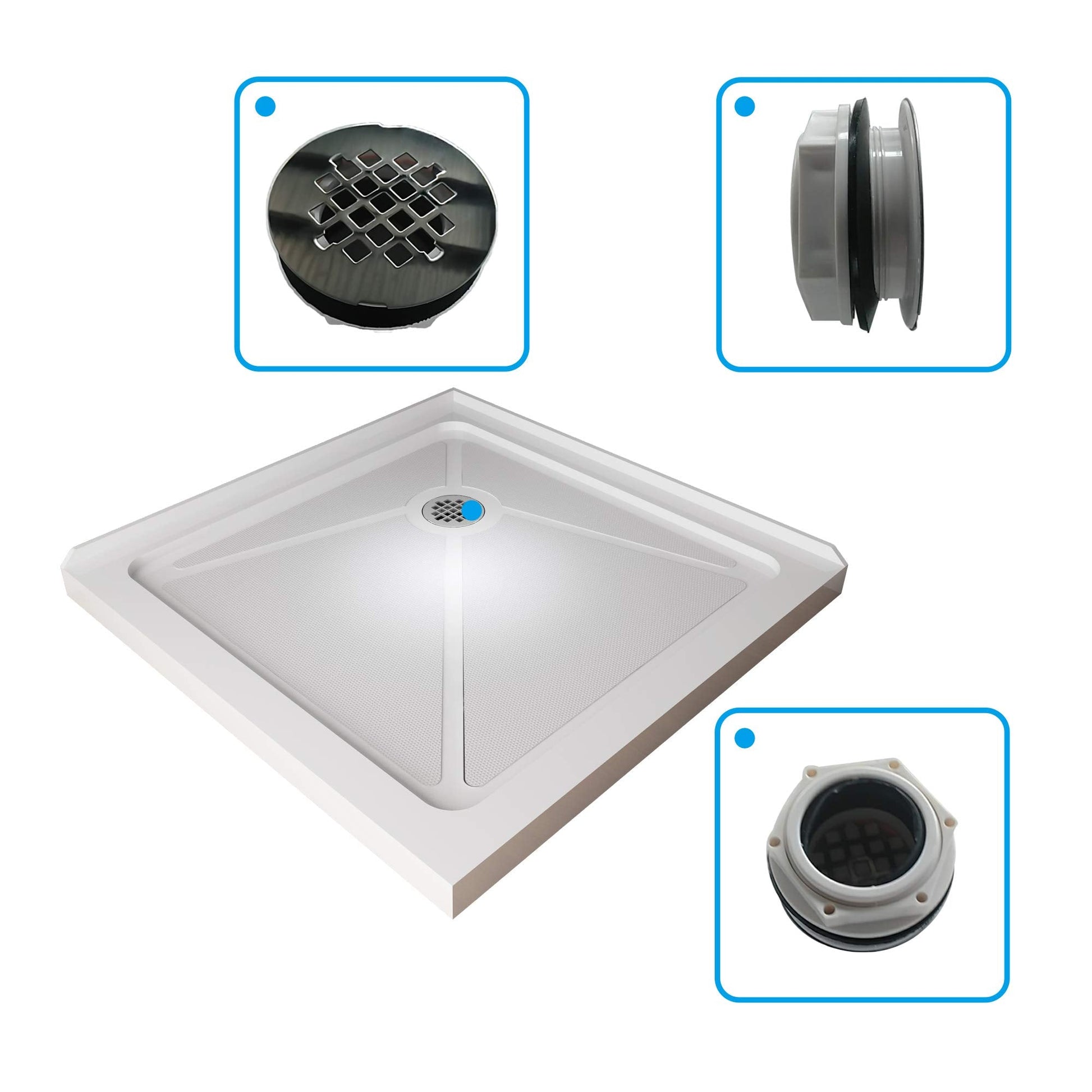 36 in. D x 36 in. W x 3 in. H White Square Base Detail