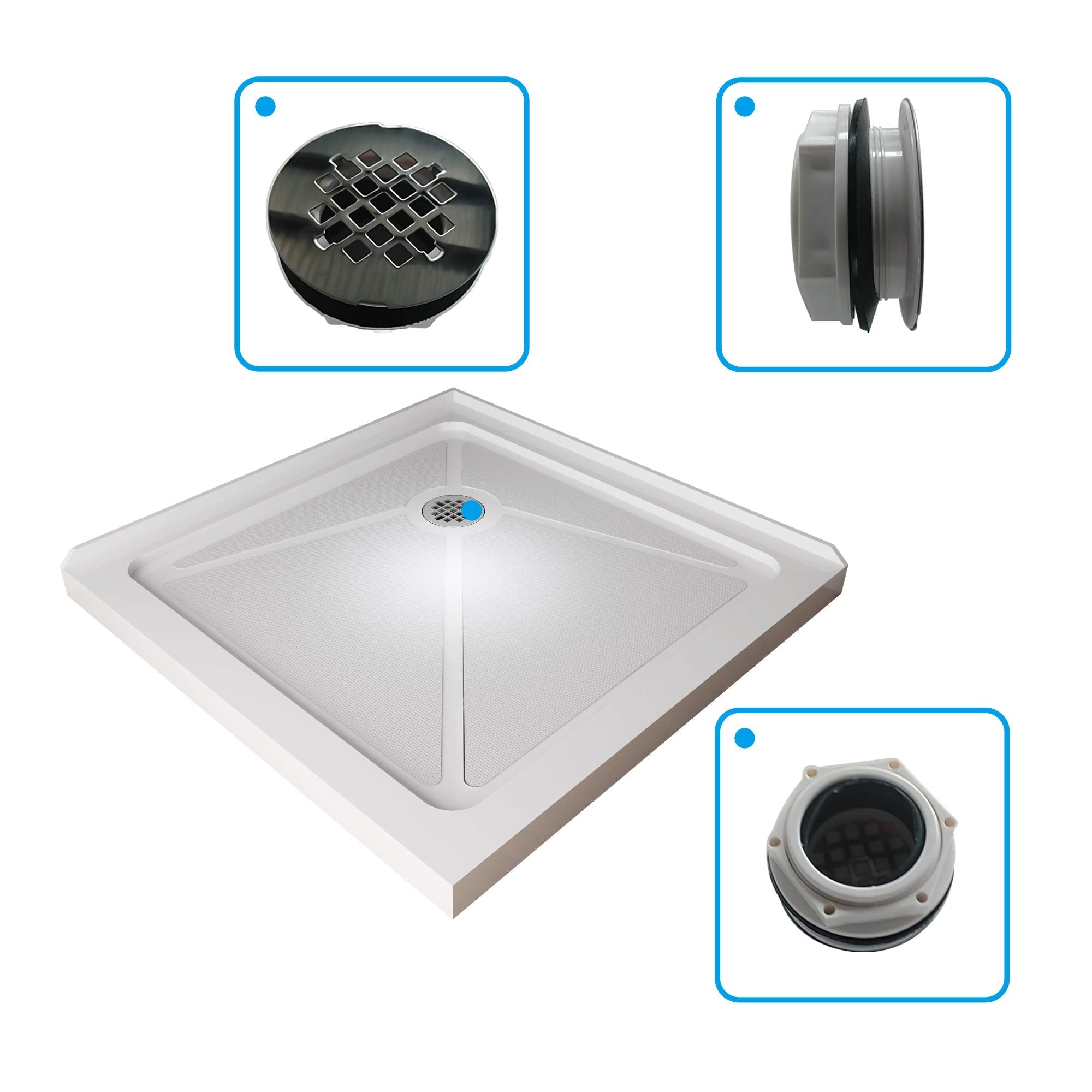 36 in. D x 36 in. W x 3 in. H White Square Base Detail