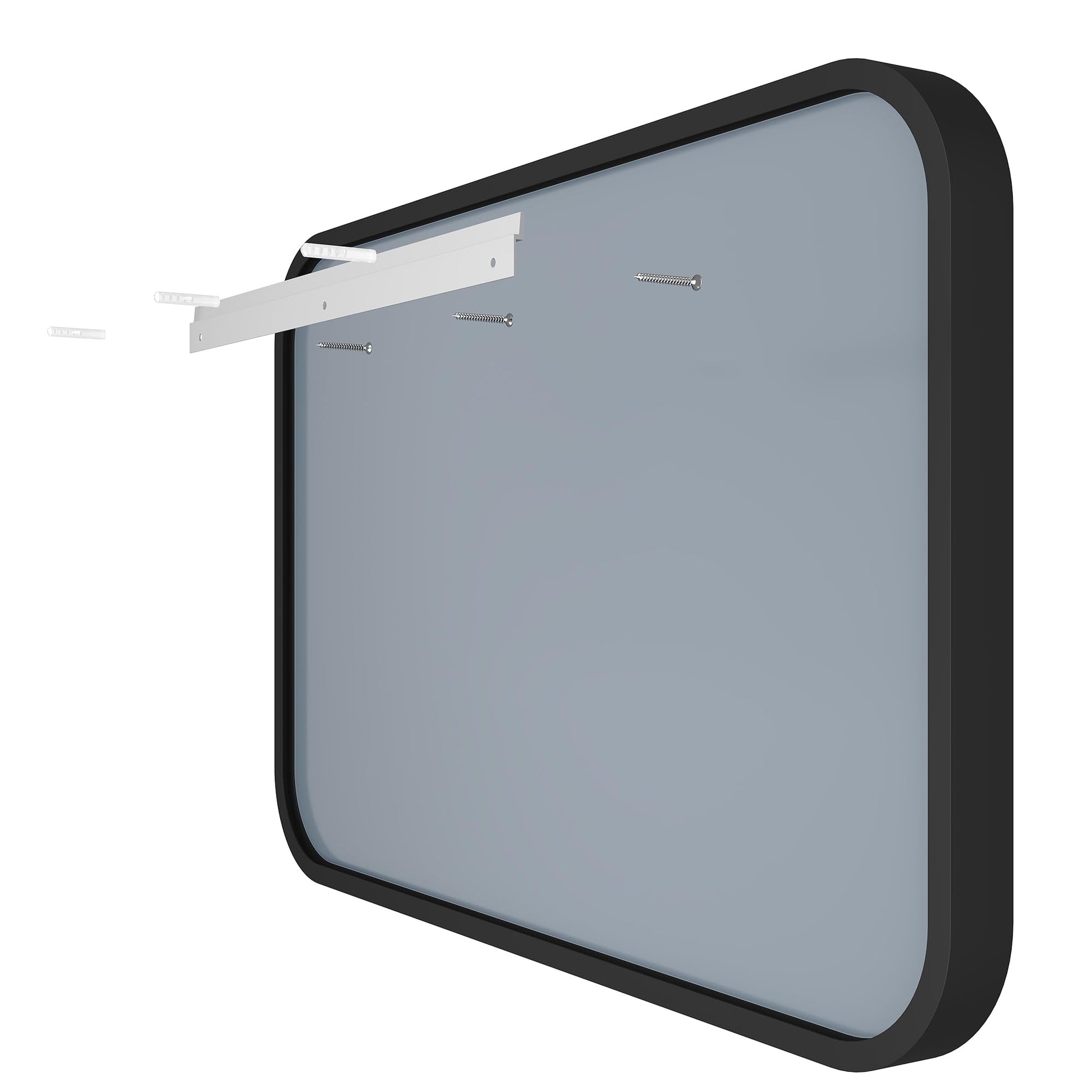 ELEGANT Round Corner Vanity Mirror Wall-Mounted 30 in. W x 40 in. L Brushed Metal Detail