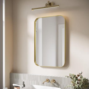 ELEGANT Gold Round Corner Vanity Mirror Wall-Mounted 30 in. W x 40 in. L Brushed Metal