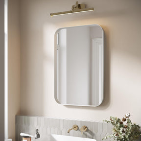 ELEGANT Sliver Round Corner Vanity Mirror Wall-Mounted 30 in. W x 40 in. L Brushed Metal