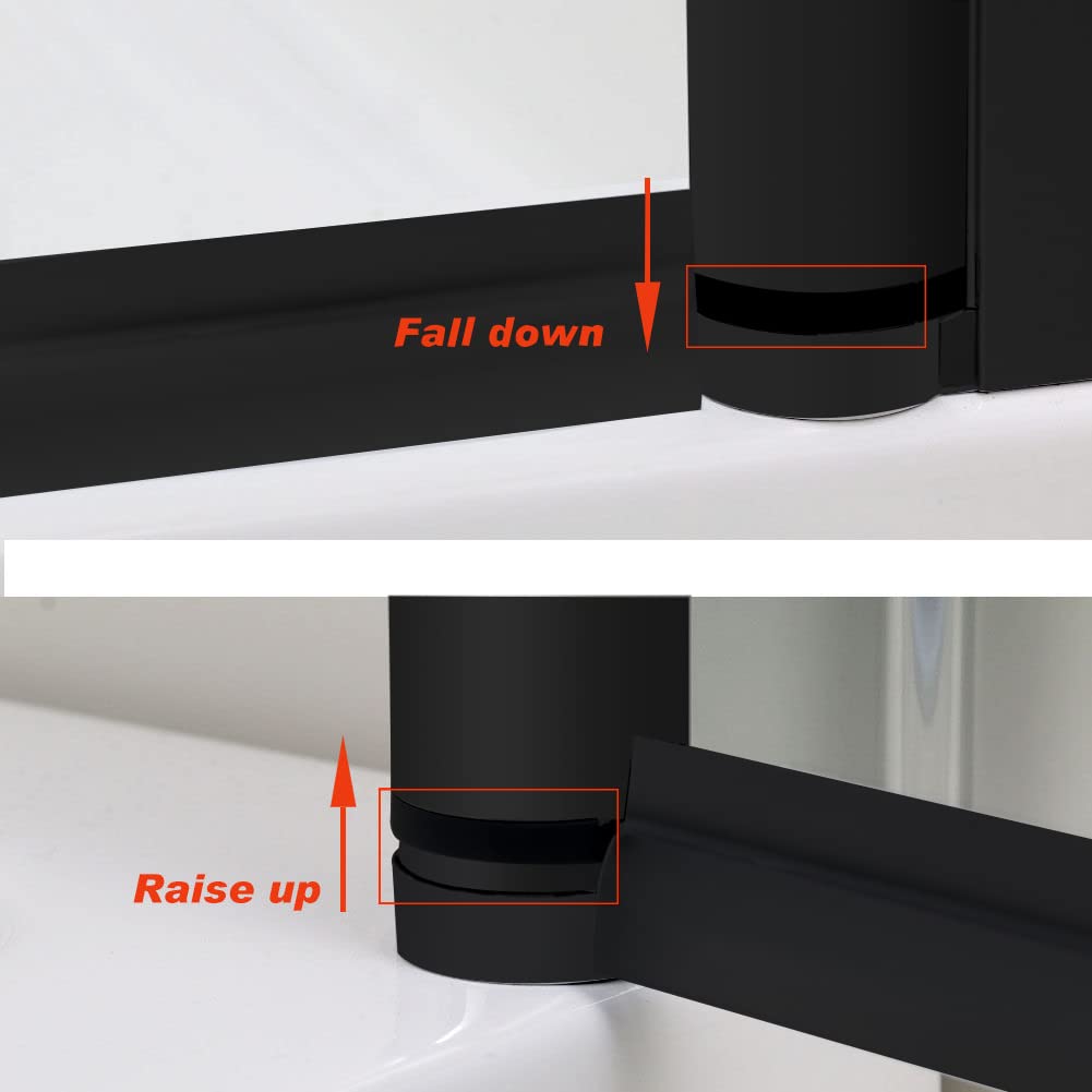 SUNNY SHOWER 1/4 Inch Frameless Black Finish Pivot Shower Door