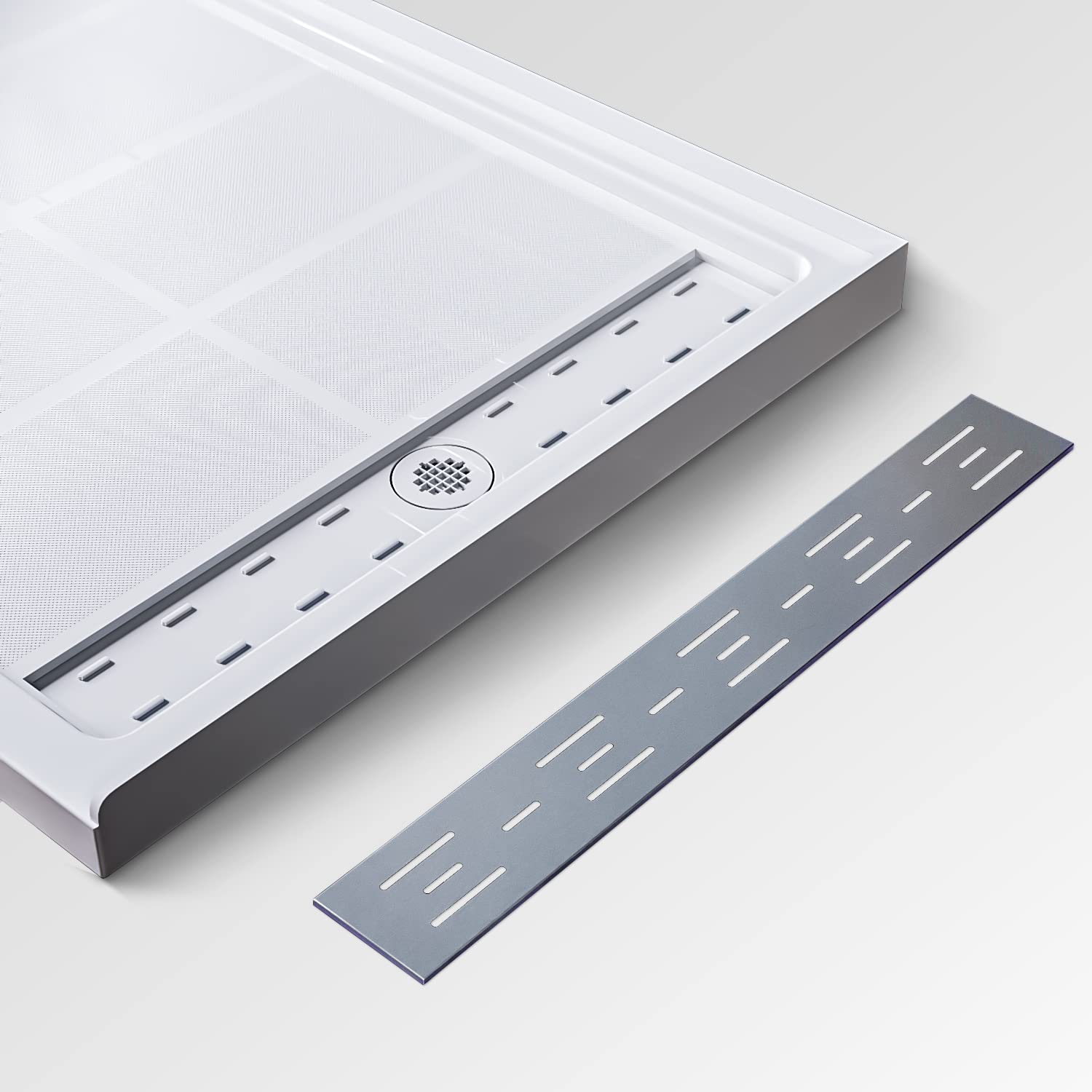 SUNNY SHOWER White Right Drain Rectangular Base Detail