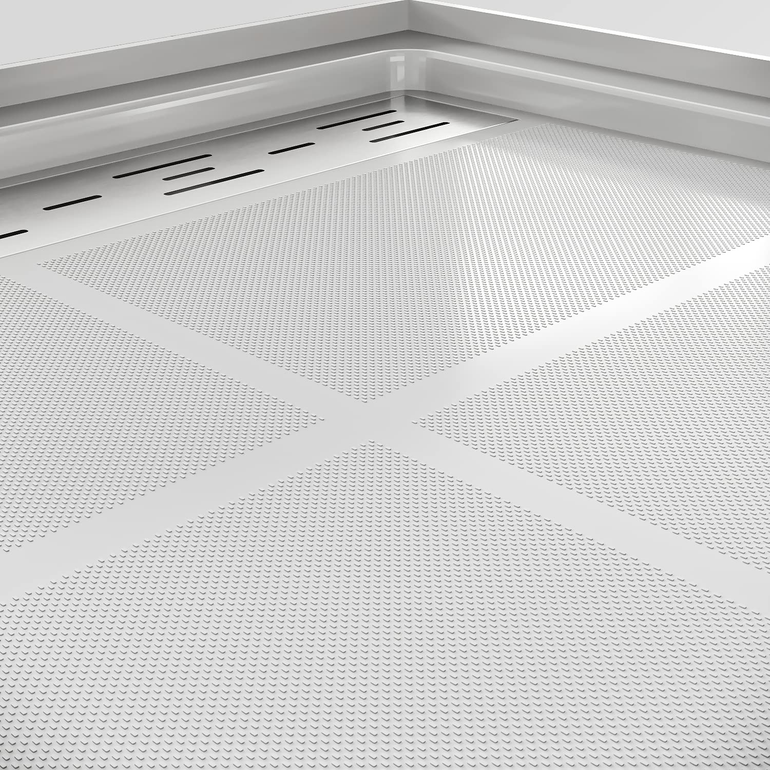 SUNNY SHOWER 48 in. W x 36 in. D x 4 in. H White Left Drain Rectangular Base Detail