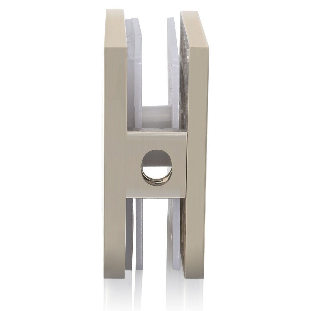 SUNNY SHOWER 2" x 2" Brushed Nickel Stainless Steel U-Clamp Clip For 3/8" Frameless Glass Panel - SUNNY SHOWER