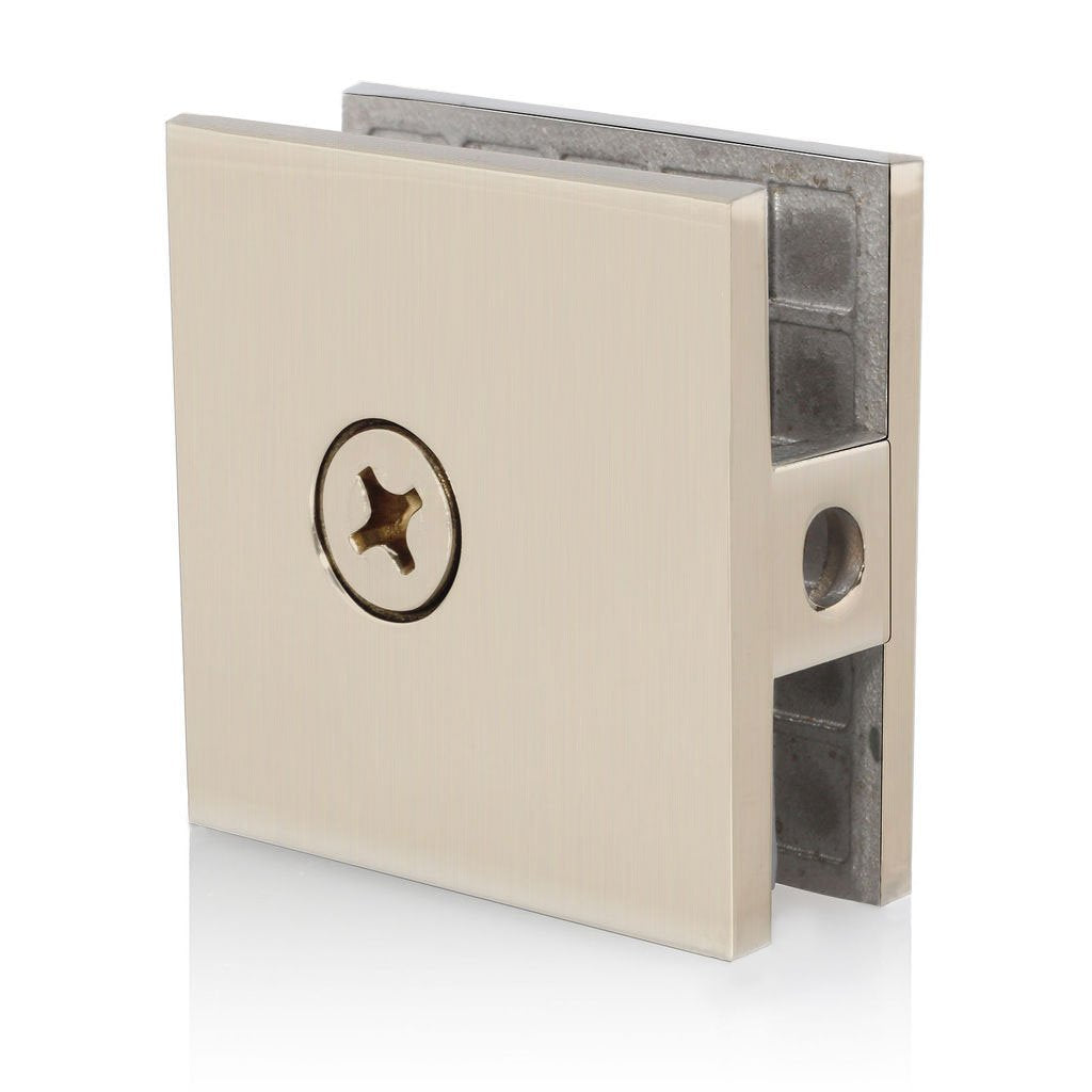 SUNNY SHOWER 2" x 2" Brushed Nickel Stainless Steel U-Clamp Clip For 3/8" Frameless Glass Panel - SUNNY SHOWER
