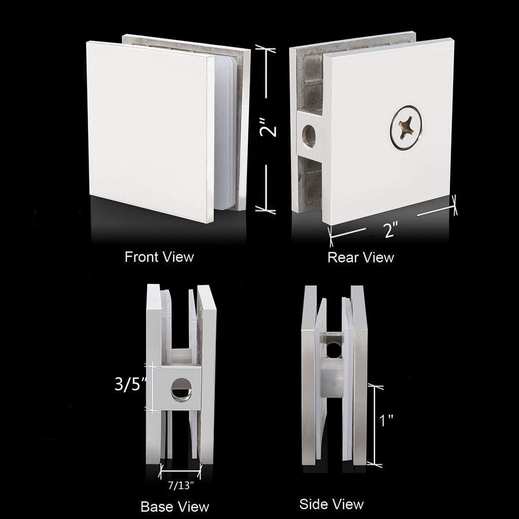 SUNNY SHOWER 2" x 2" Chrome Finish U-Clamp Clip For 3/8" Semi- Frameless Shower Door Glass Panel