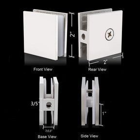 SUNNY SHOWER 2" x 2" Chrome Finish U-Clamp Clip For 3/8" Semi- Frameless Shower Door Glass Panel