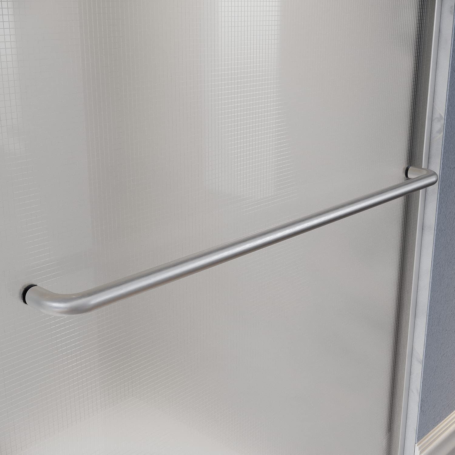 SUNNY SHOWER 60 in. W x 57.4 in. H Frosted Brushed Nickel Finish Bathtub Double Sliding Doors Handle