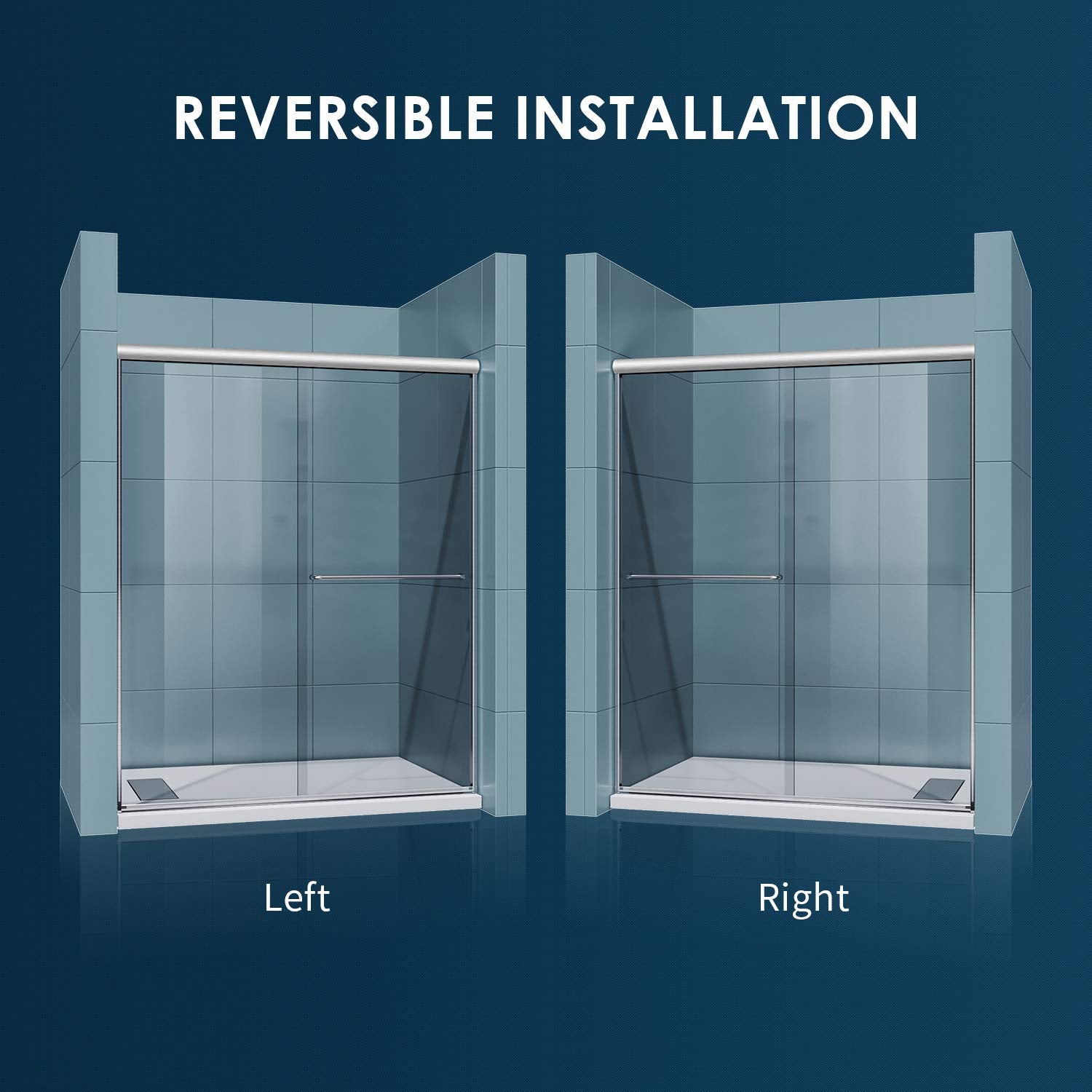 Brushed Nickel Finish double sliding bypass design allows entry to the shower and can be installed on either a right-side door opening or a left-side door opening