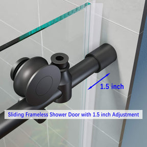 SUNNY SHOWER 60 in. W x 62 in. H Frameless Black Finish Bathtub Sliding Doors