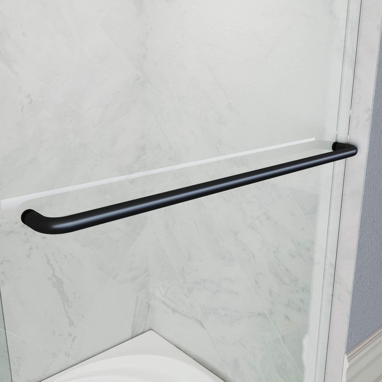 SUNNY SHOWER 60 in. W x 57 in. H Black Finish Bathtub Double Sliding Doors Handles