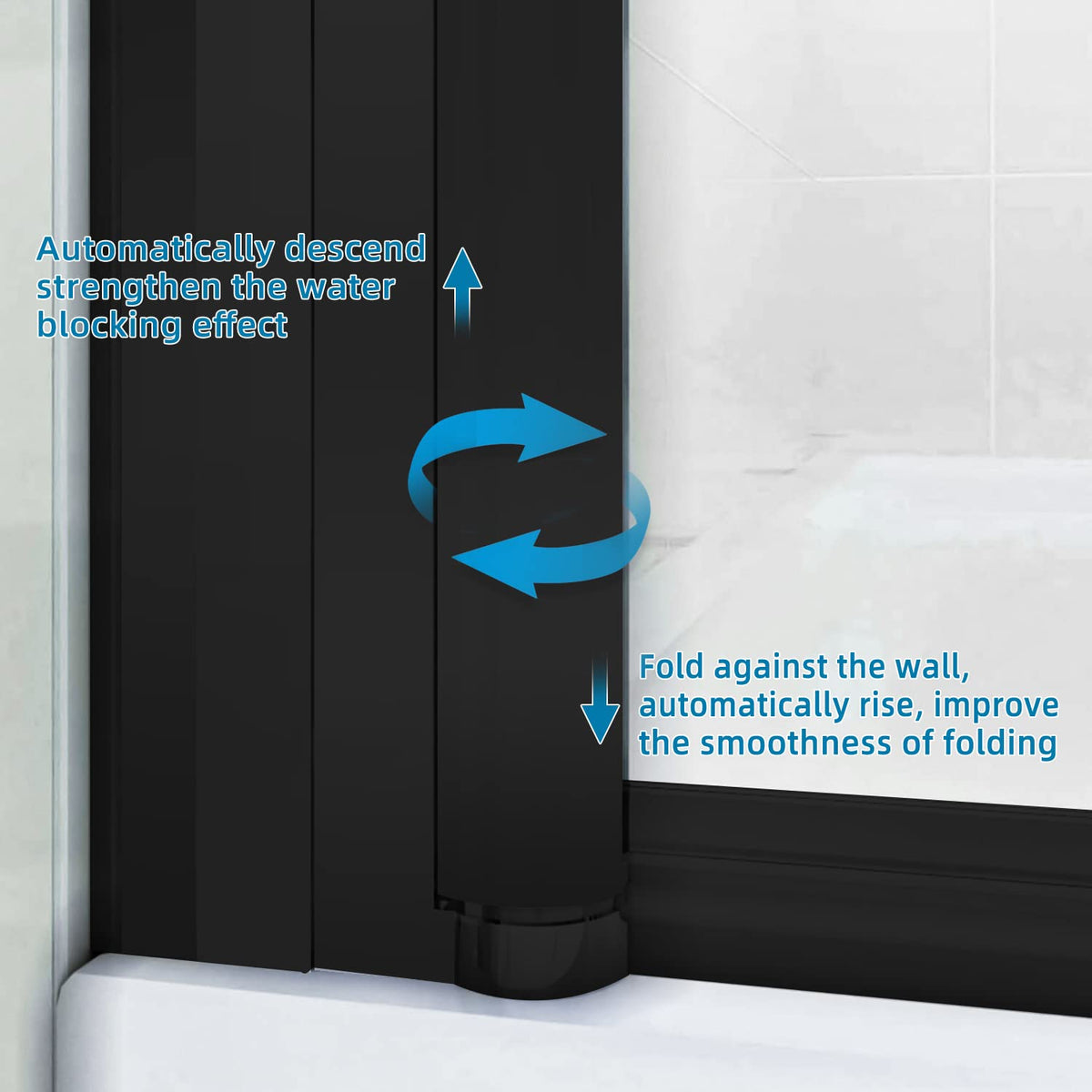 thumbnail image 2 of SUNNY Sliding Shower Door – 48" W X 72" H Semi-Frameless, 1/4" Glass, Brushed Nickel/Black 2 of 4