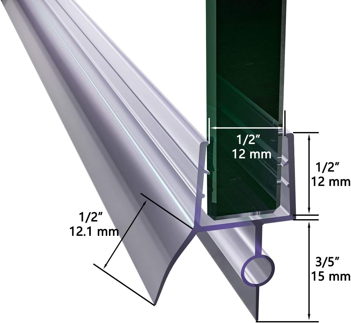 SUNNY SHOWER  Shower Door Bottom Seal Strips Fit 1/2 in. Frameless Shower Door