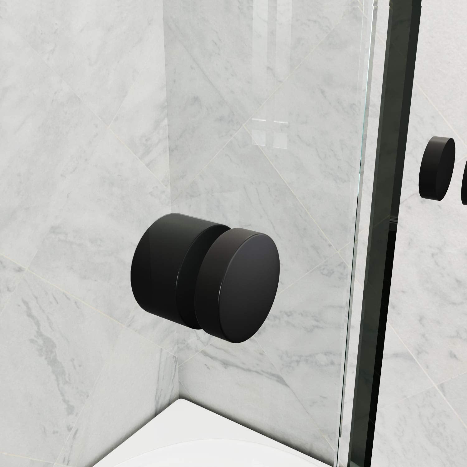SUNNY SHOWER Black Finish Double Sliding Shower Doors Detail