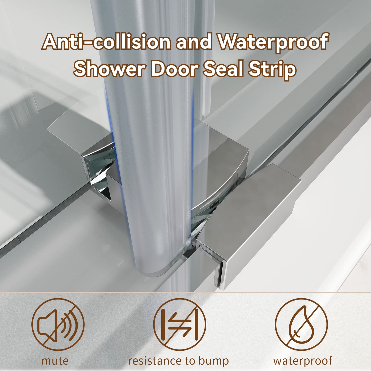 SUNNY double sliding shower doors with waterproof seals and anti-bump clip to effectively prevent water leakage and resist impact