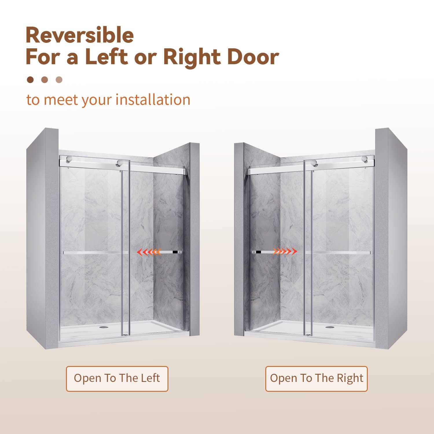 Both left and right glass panel can slide at the same time, you can move it however you want.