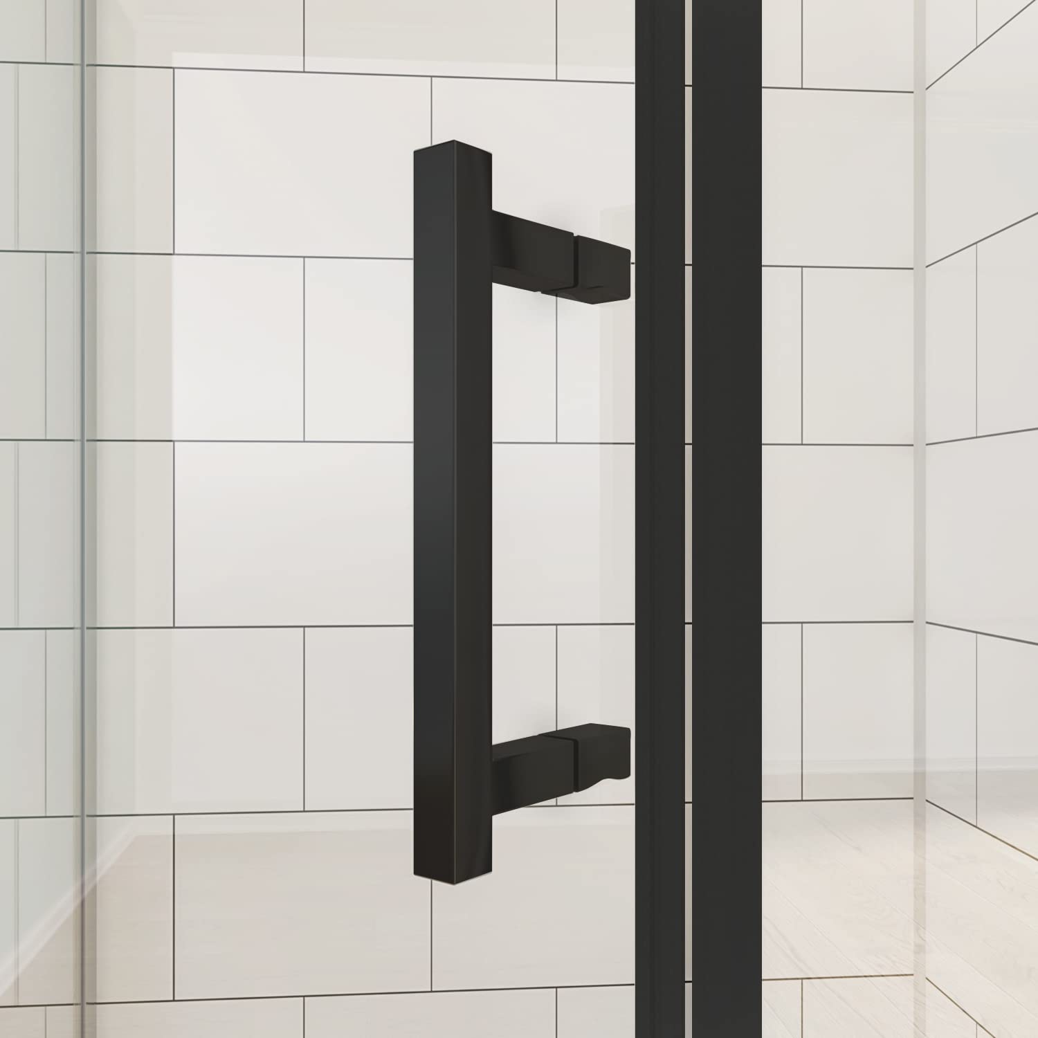 SUNNY SHOWER 36.7 in. W x 36.7 in. D x 71.8 in. H Black Finish Pivot Enclosures With Pivot Door And White Diamond Bases detail