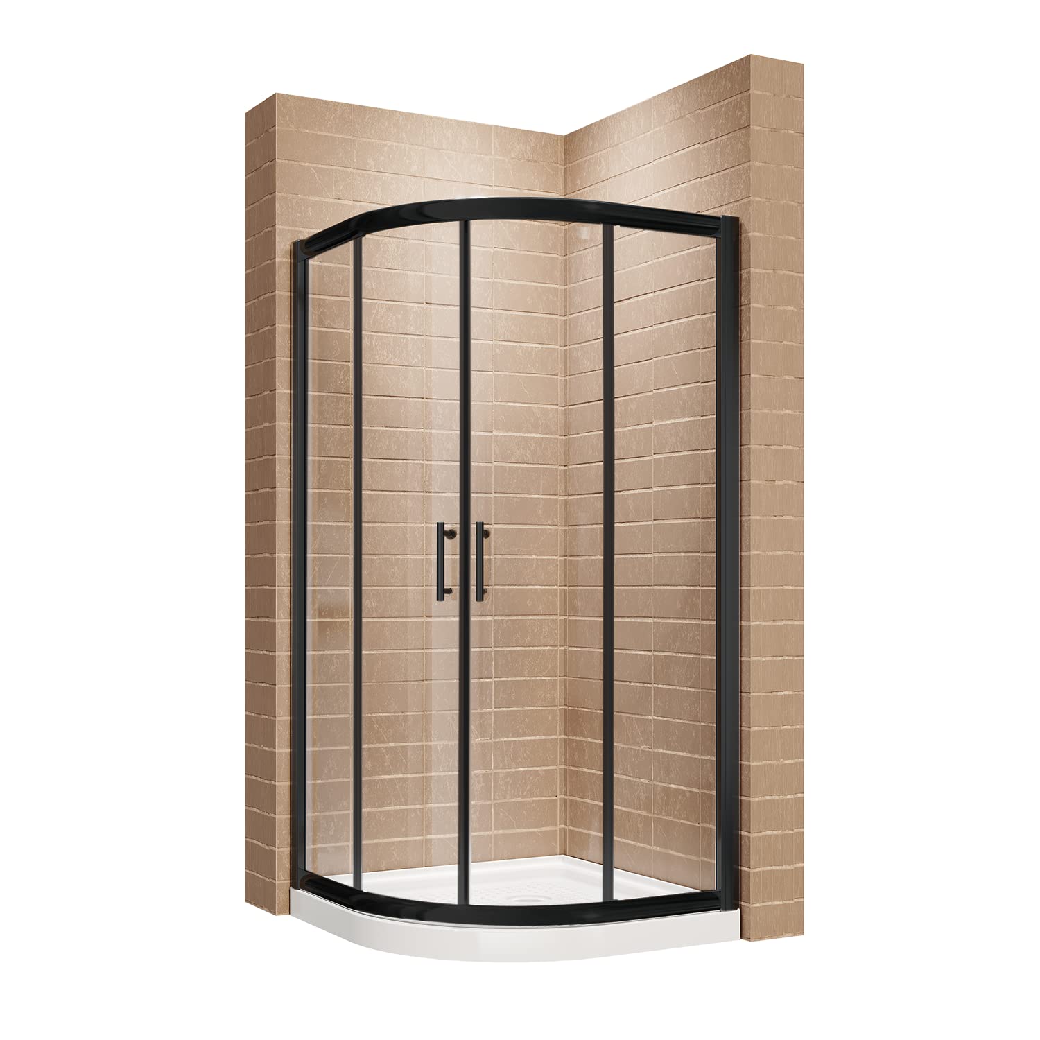 SUNNY SHOWER 38 in. D x 38 in. W x 72 in. H Black Finish Quadrant Enclosures With Sliding Doors - SUNNY SHOWER