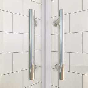 SUNNY SHOWER 37.5 in. D x 37.5 in. W x 72 in. H Chrome Finish Quadrant Enclosures With Sliding Doors And White Quadrant Base Handle - SUNNY SHOWER