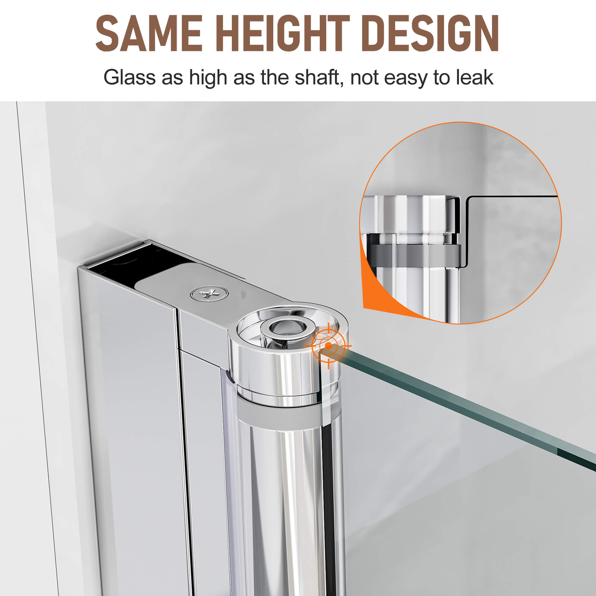 SUNNY SHOWER 1/4 inch (6mm) Clear Tempered Glass Black Frameless