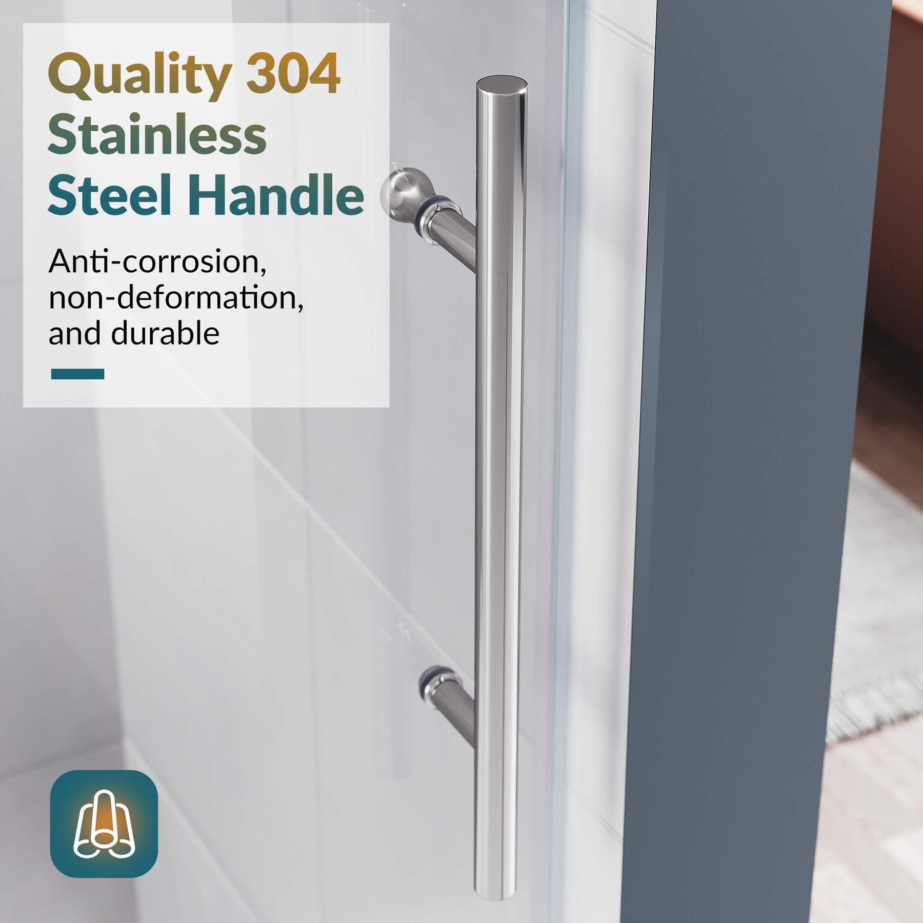 Quality 304 Stainless Steel Handle: Anti- corrosion non- deformation, and durable