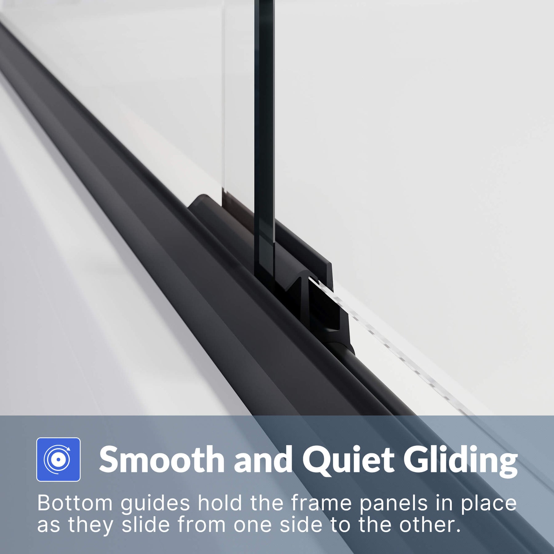 Smooth and Quiet Gliding: Bottom guides hold the frame panels in place as they slide from one side to the other