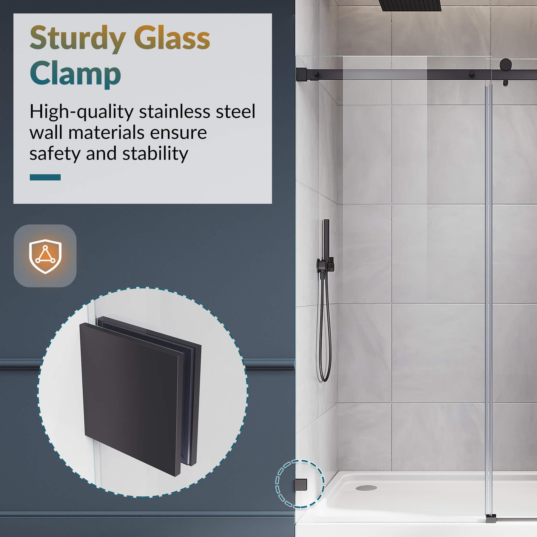 Sturdy  Glass Clamp: High-quality stainless steel wall materials ensure safety and stability