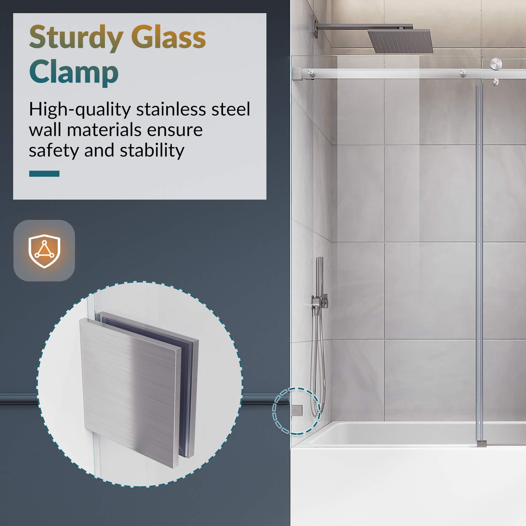 Sturdy  Glass Clamp: High-quality stainless steel wall materials ensure safety and stability