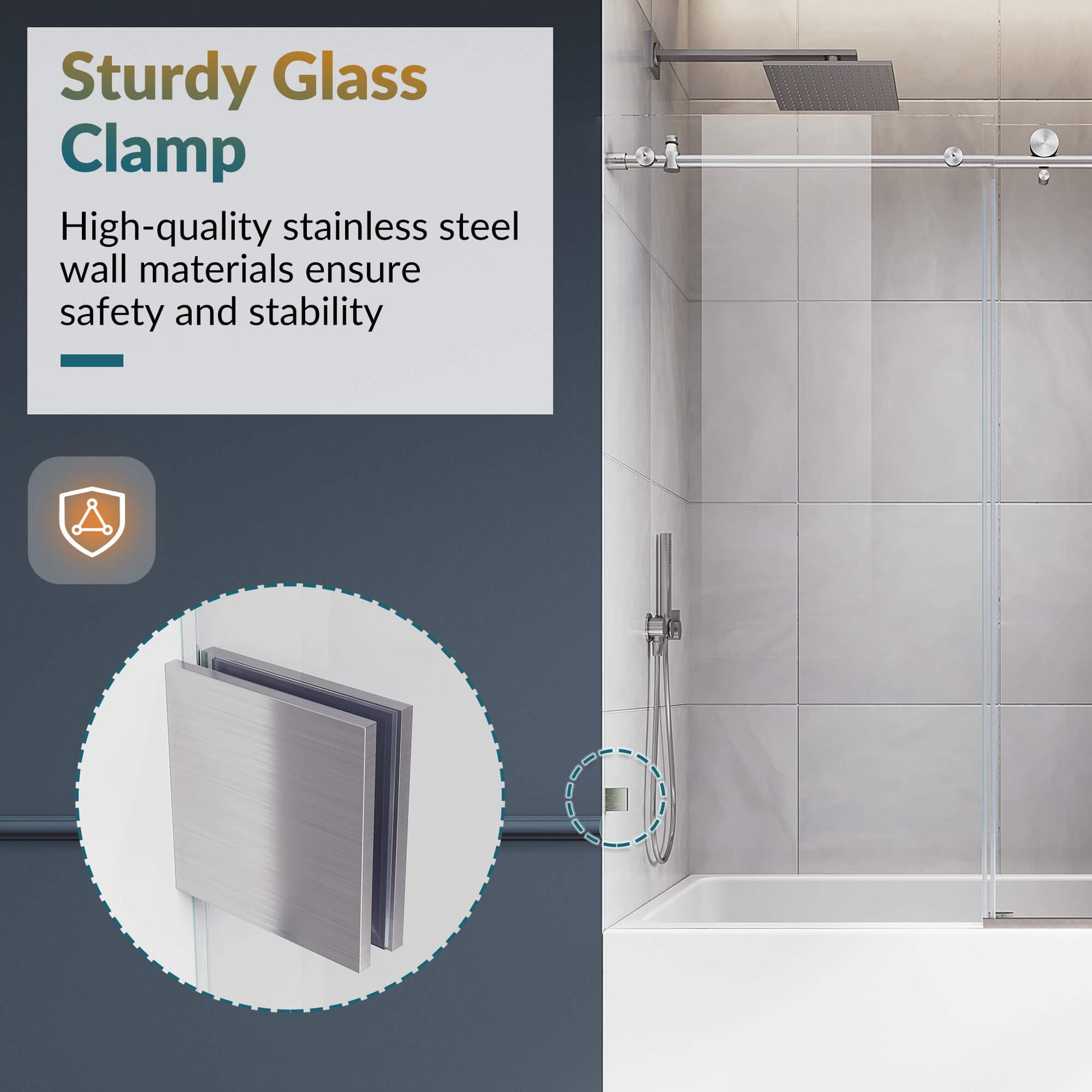 Sturdy  Glass Clamp: High-quality stainless steel wall materials ensure safety and stability