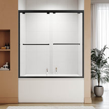 SUNNY SHOWER 1/4 inch Black Finish Bathtub Shower Door & Double Sliding Door for tub
