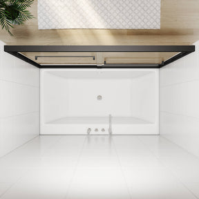SUNNY SHOWER 1/4 inch Black Finish Bathtub Shower Door & Double Sliding Door for tub Overhead View