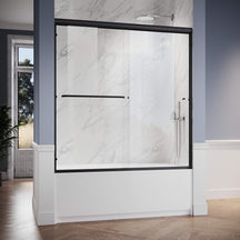 SUNNY SHOWER 1/4 inch Black Finish Bathtub Shower Door & Double Sliding Door for tub