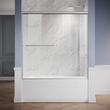 SUNNY SHOWER 1/4 inch Brushed Nickel Finish Bathtub Shower Door & Double Sliding Door for tub