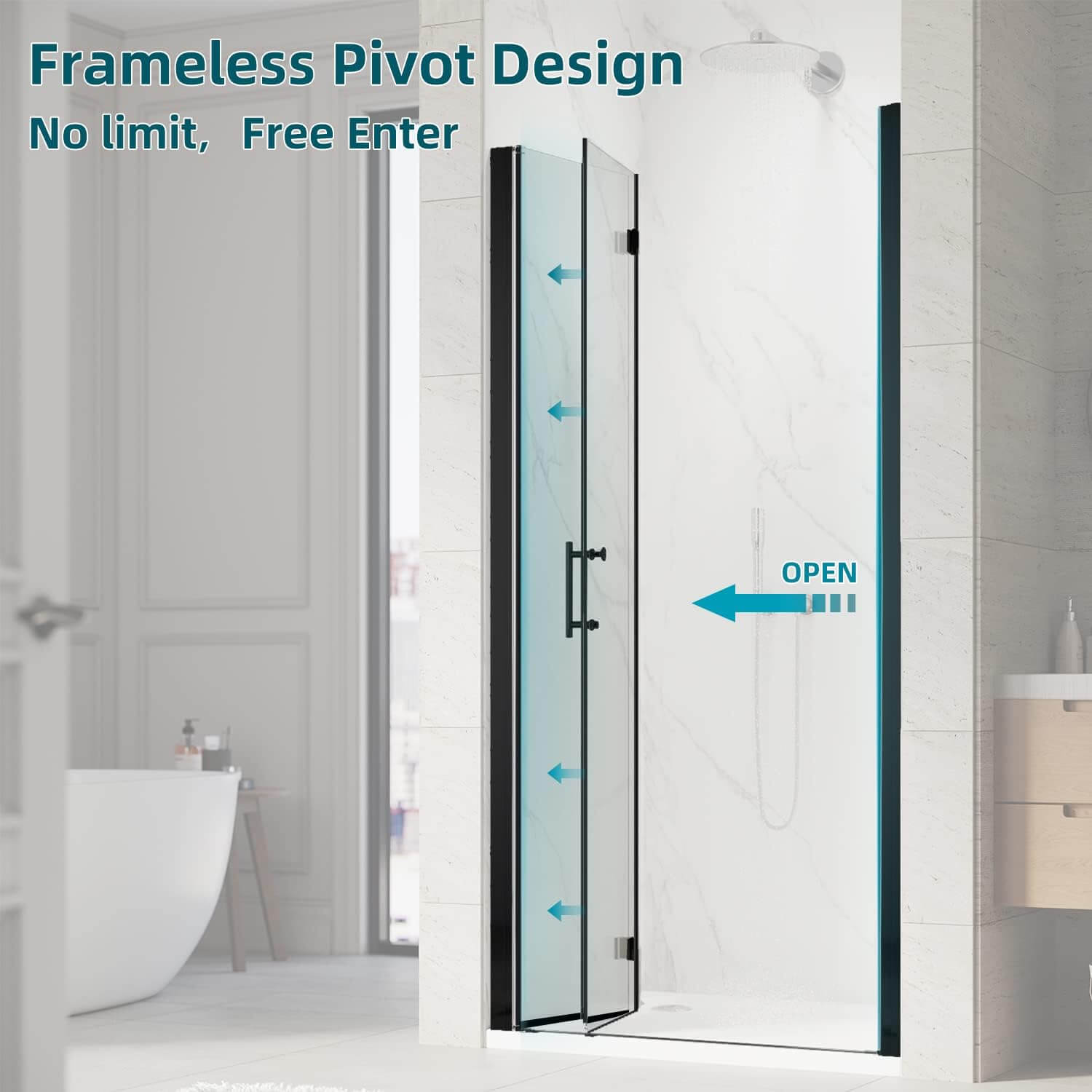 Frameless Pivot Design. No limit, Free Enter.