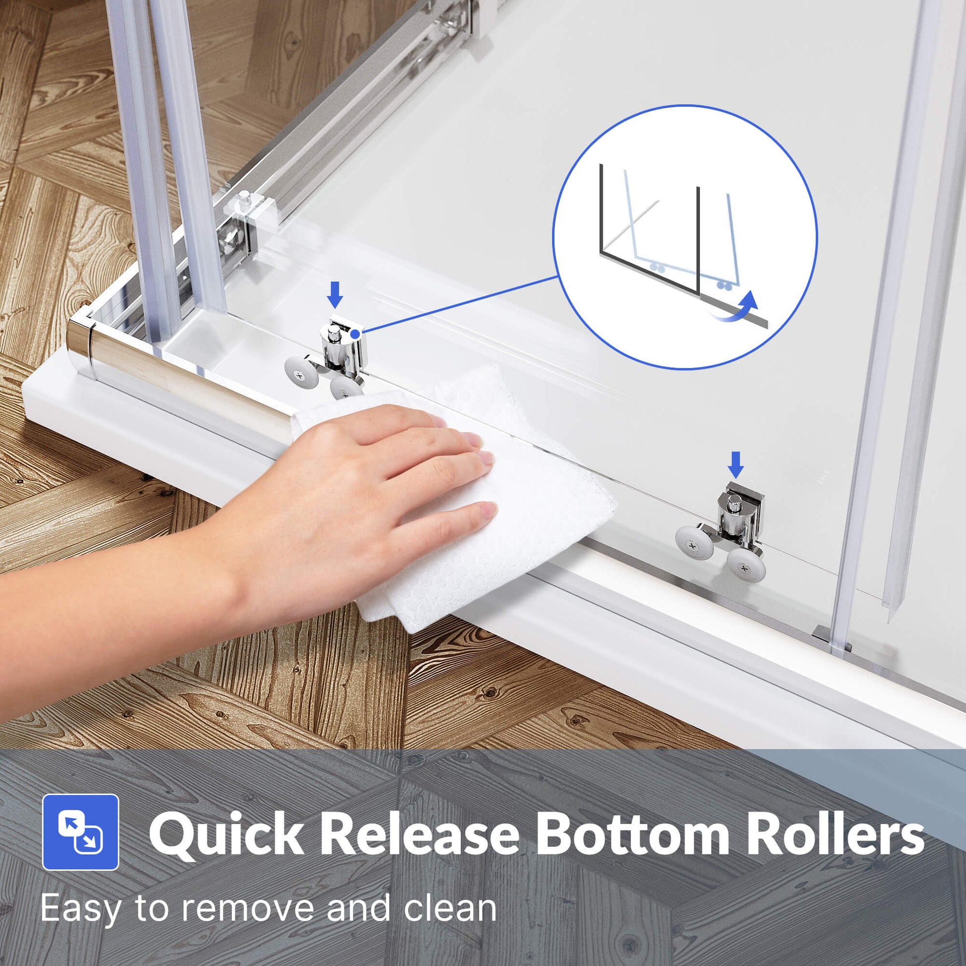 Quick Release Bottom Rollers: Easy to remove and clean